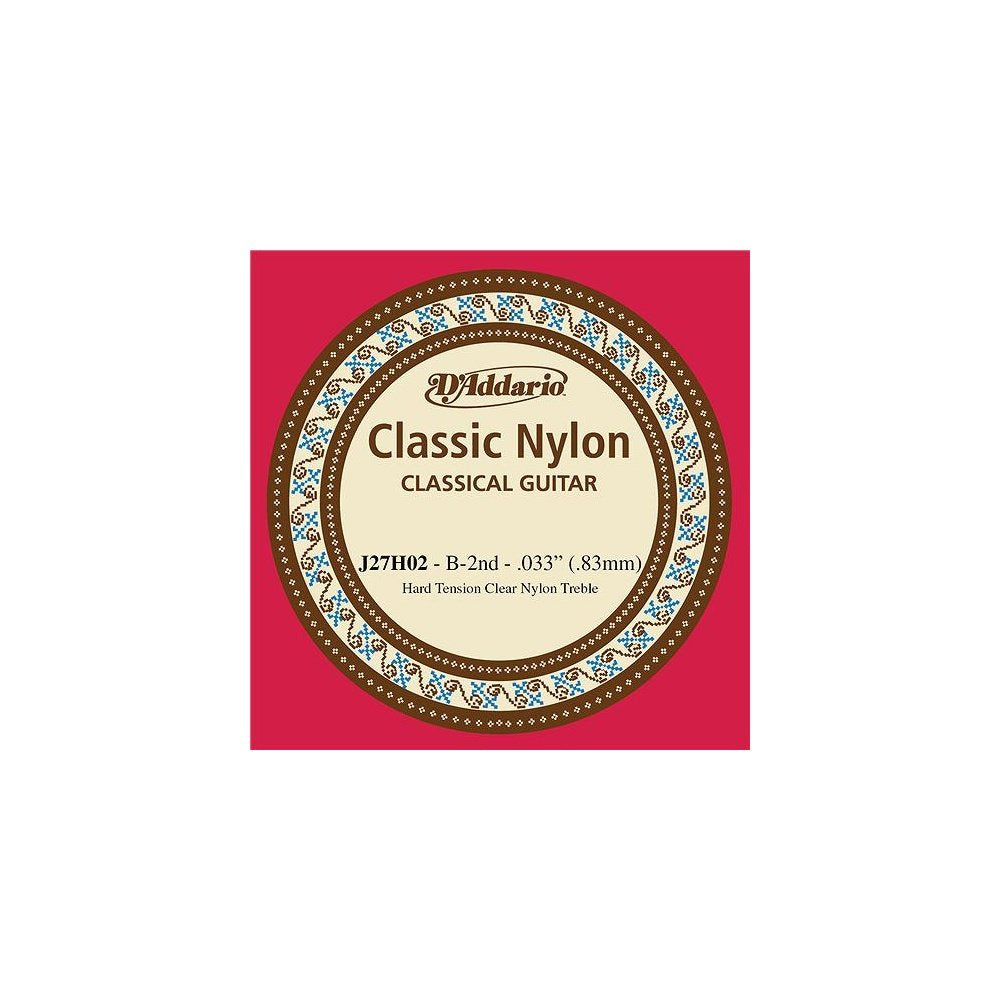 D'Addario J27H02 Student Nylon Classical Guitar Single String Hard Tension 2nd String - Deccan Retail