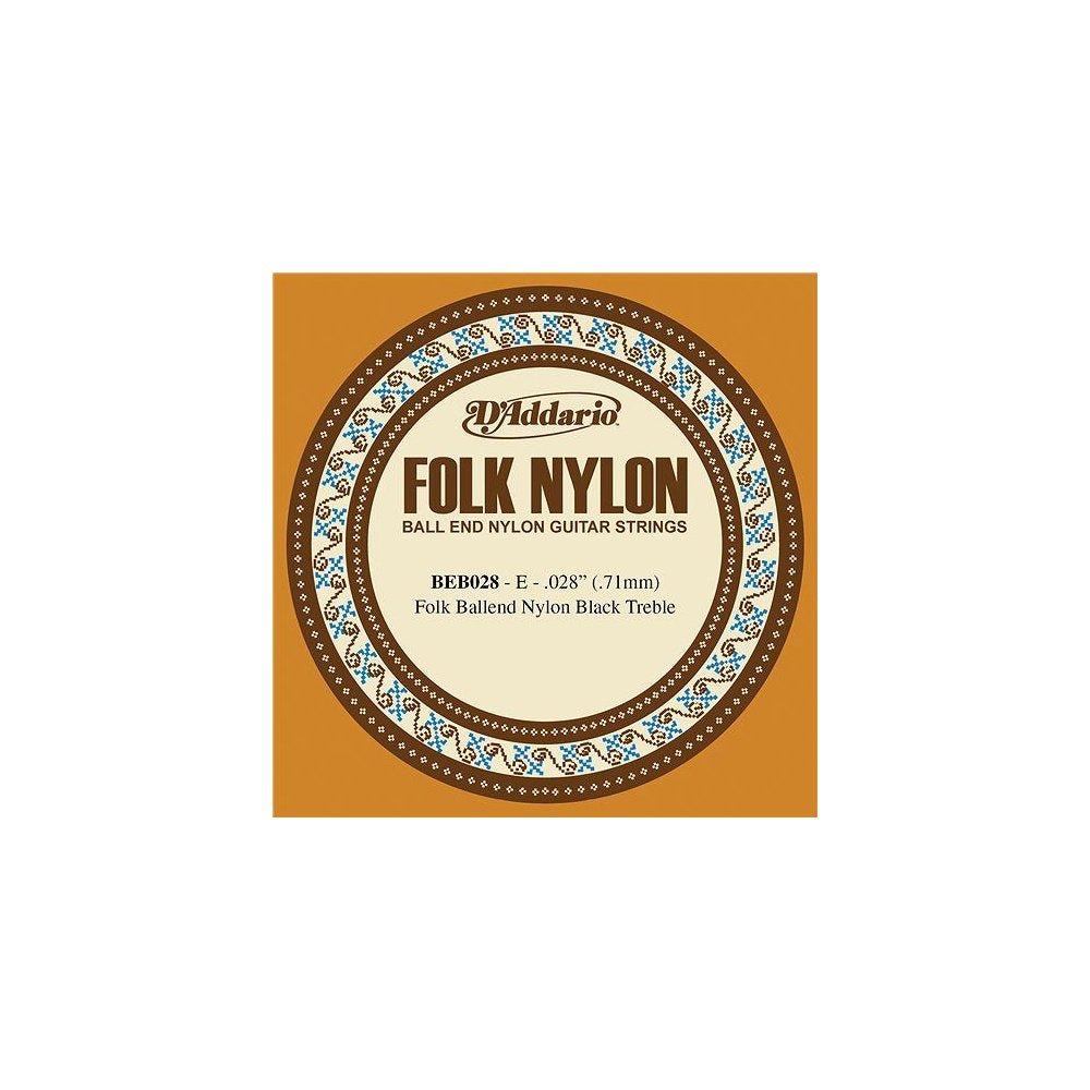 D'Addario Folk Nylon Guitar Single String Black Nylon Ball End .028 (BEB028) - Deccan Retail
