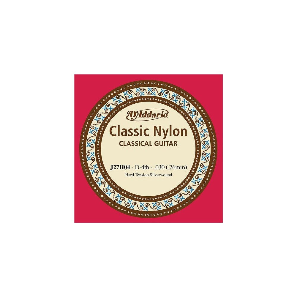 D'Addario J27H04 Silver-Plated Classical Guitar Single String 4th Hard Tension - Deccan Retail