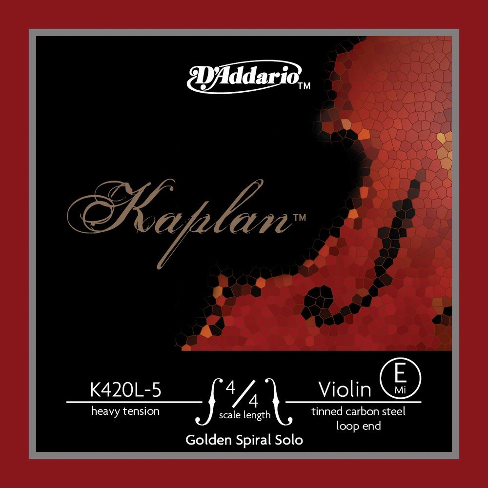 D'Addario Kaplan Golden Spiral Solo Loop End Violin Single E String 4/4 Heavy Tension (K420L-5) - Deccan Retail