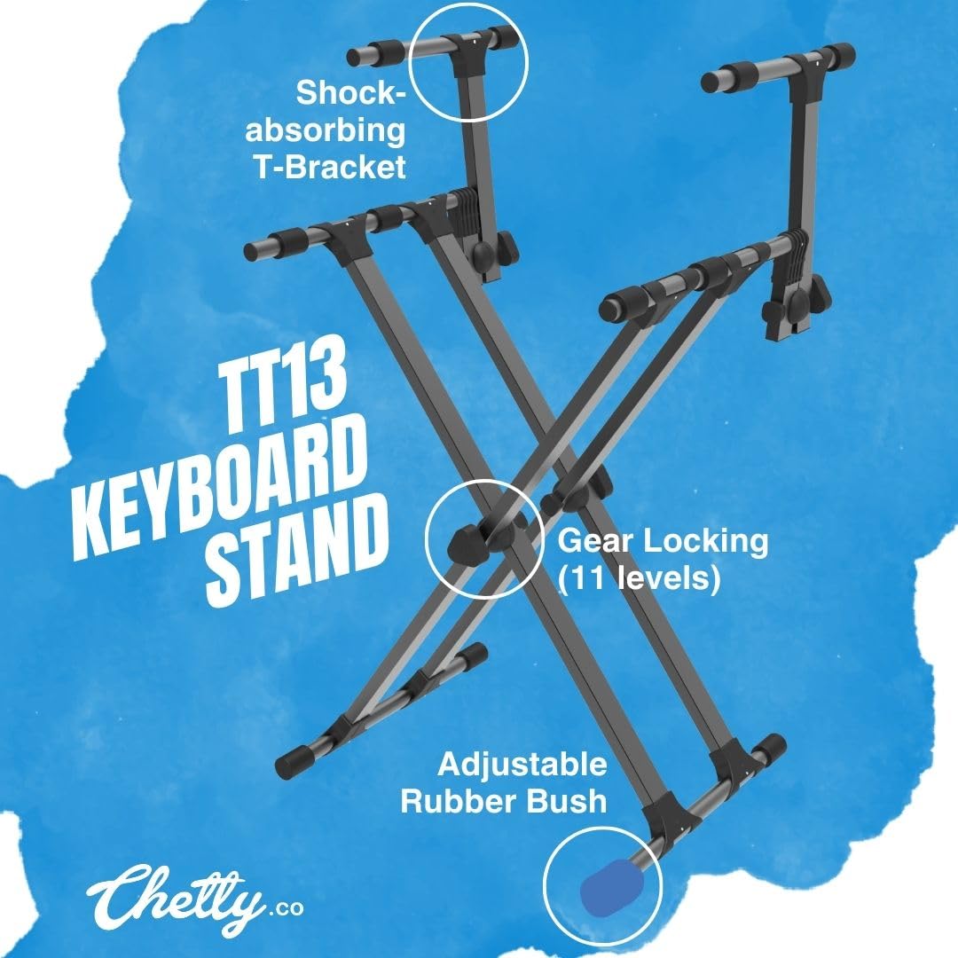 Chetty TT13 Double X 2-Tier Adjustable Keyboard Stand - Deccan Retail