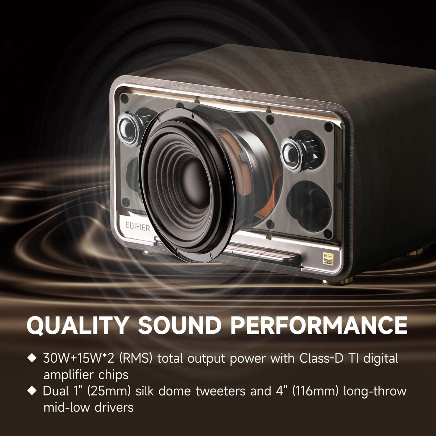 Edifier D32 Wireless Speaker - Black Walnut - Deccan Retail