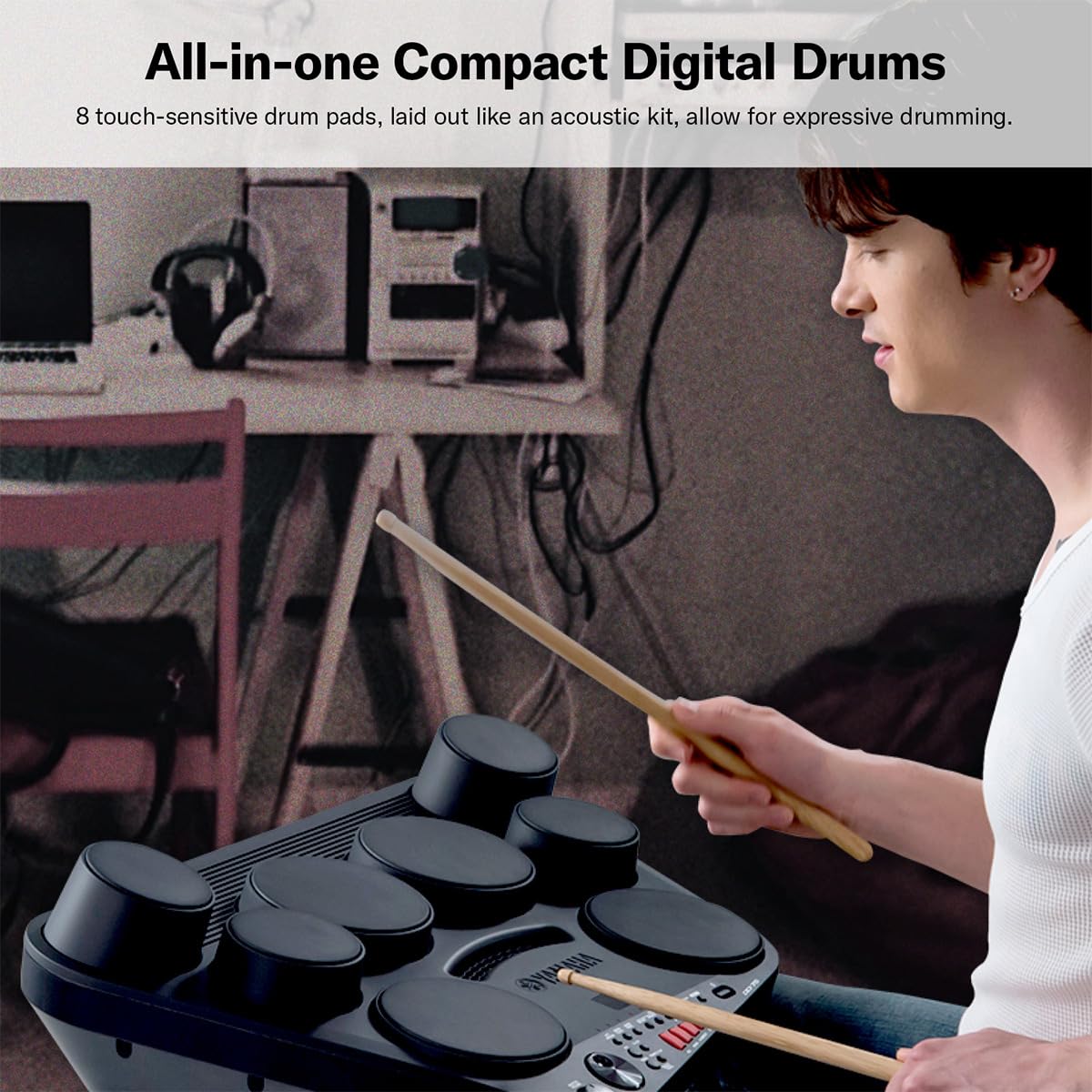 Yamaha DD75 Portable Digital Drums Package with 2 Pedals, Drumsticks - Power Supply Included - Deccan Retail