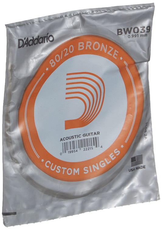 D'Addario Bronze Wound Acoustic Guitar Single String .039 (BW039) - Deccan Retail