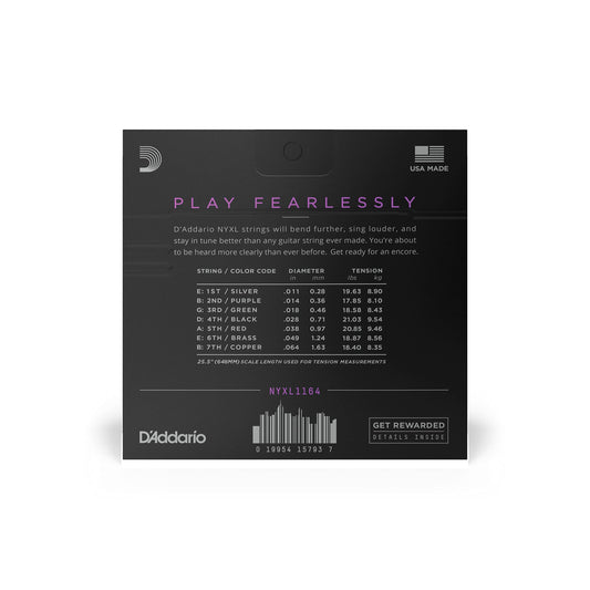 D'Addario NYXL Nickel Wound 7-String Electric Guitar Strings 11-64 (NYXL1164) - Deccan Retail