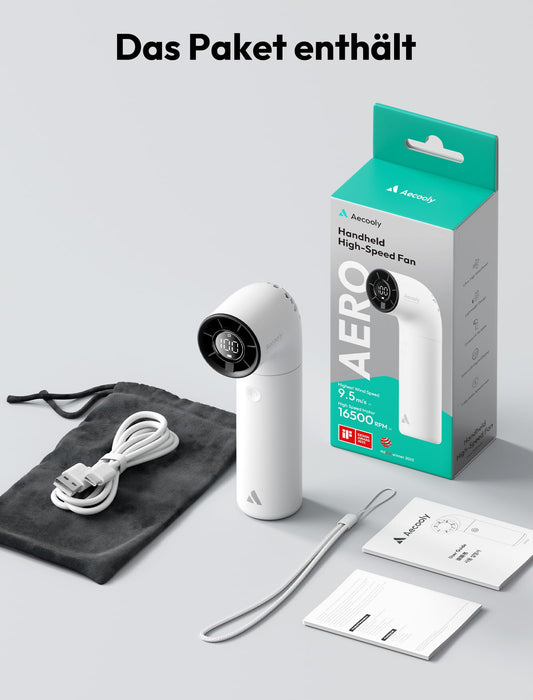 Aecooly Aero Portable Handheld Turbo Fan - White - Deccan Retail