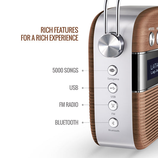 Saregama Carvaan Hindi - Oak Wood Brown