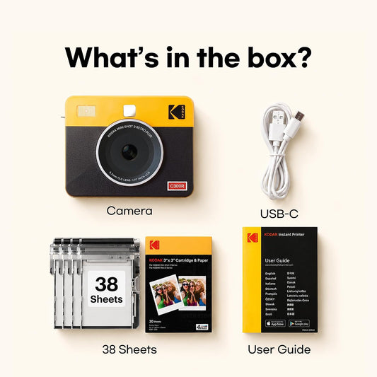 KODAK Mini Shot 3 Retro 3×3 Instant Camera & Photo Printer – 38 Sheets, Yellow