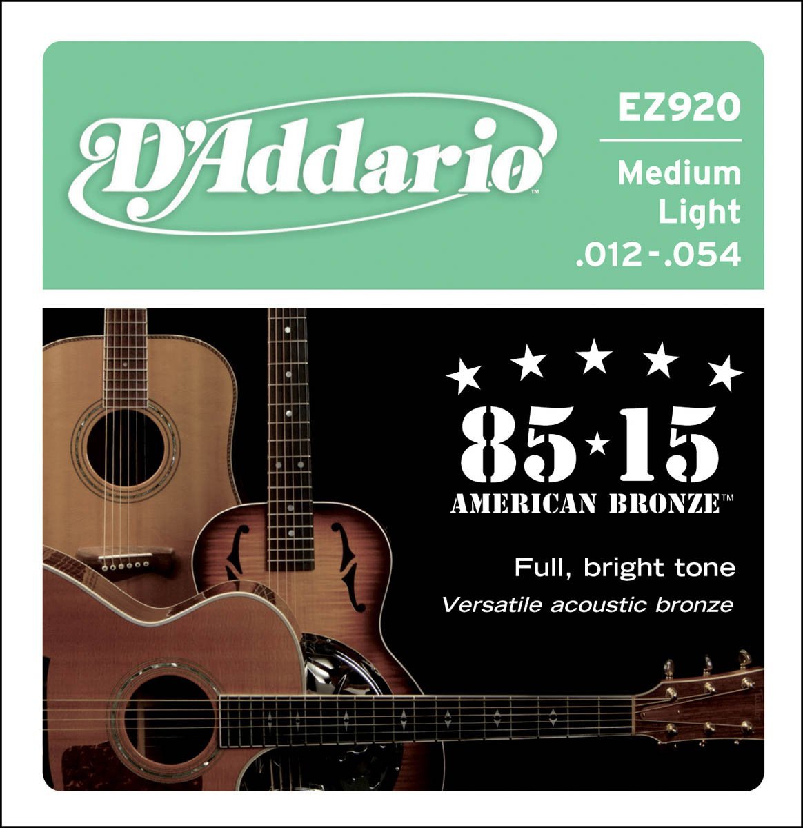 D'Addario EZ920 85/15 Bronze Acoustic Guitar Strings 12-54 Medium Light - Deccan Retail