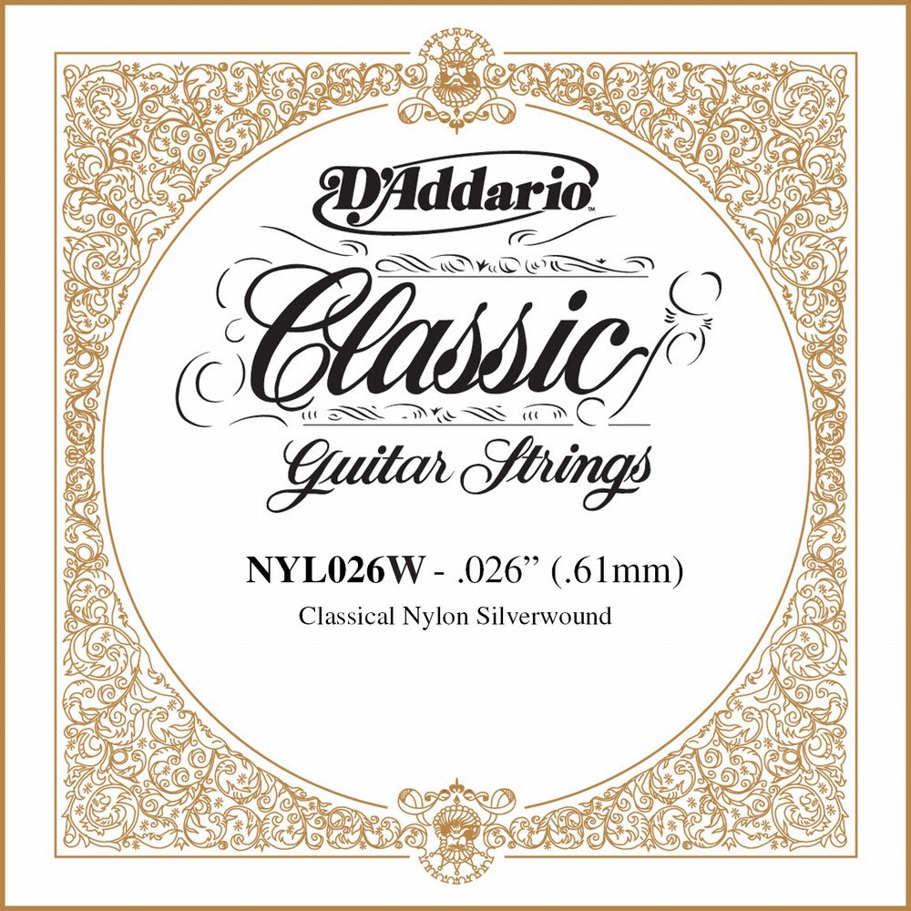 D'Addario Silver-Plated Copper Classical Single String .026 (NYL026W) - Deccan Retail