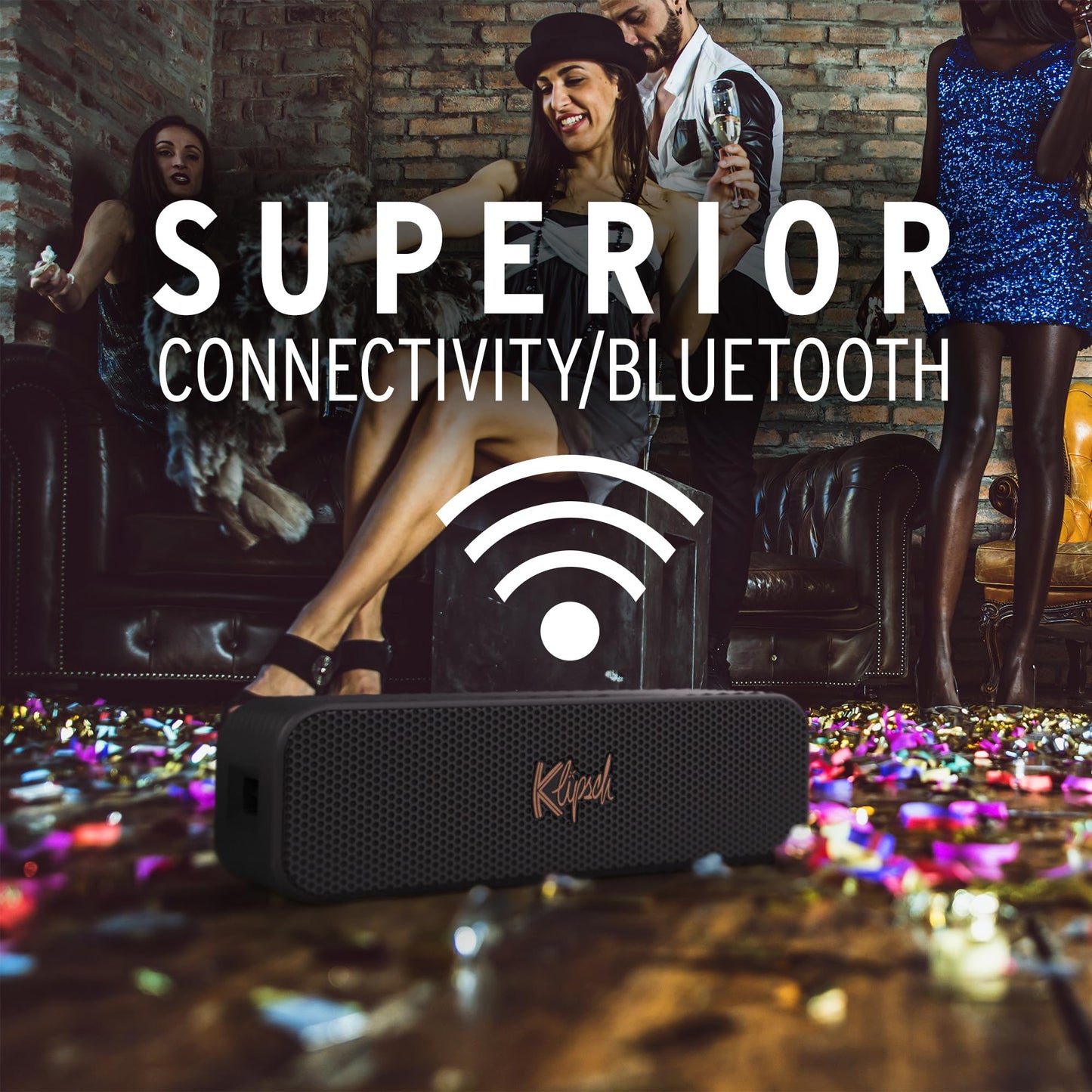 Klipsch The Detroit Portable Bluetooth Speaker with Dual 1" tweeters and 3" woofers, IP67 dust and Waterproof Rating, 20 Hours of Playtime for a Premium Live Concert Experience