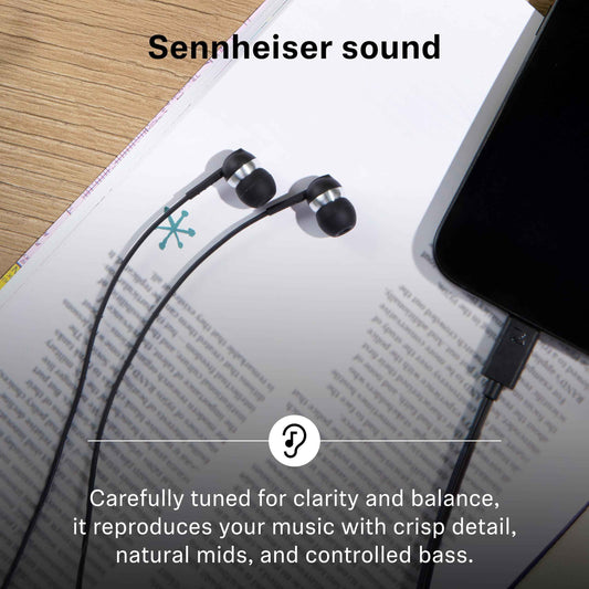 Sennheiser CX 80U Wired in-Ear Earphones with in-Line Microphone, One Button Smart Control, Lightweight Design, USB Type-C, 3 Ear Tip Sizes, 1Y Warranty, Voice Control, Black