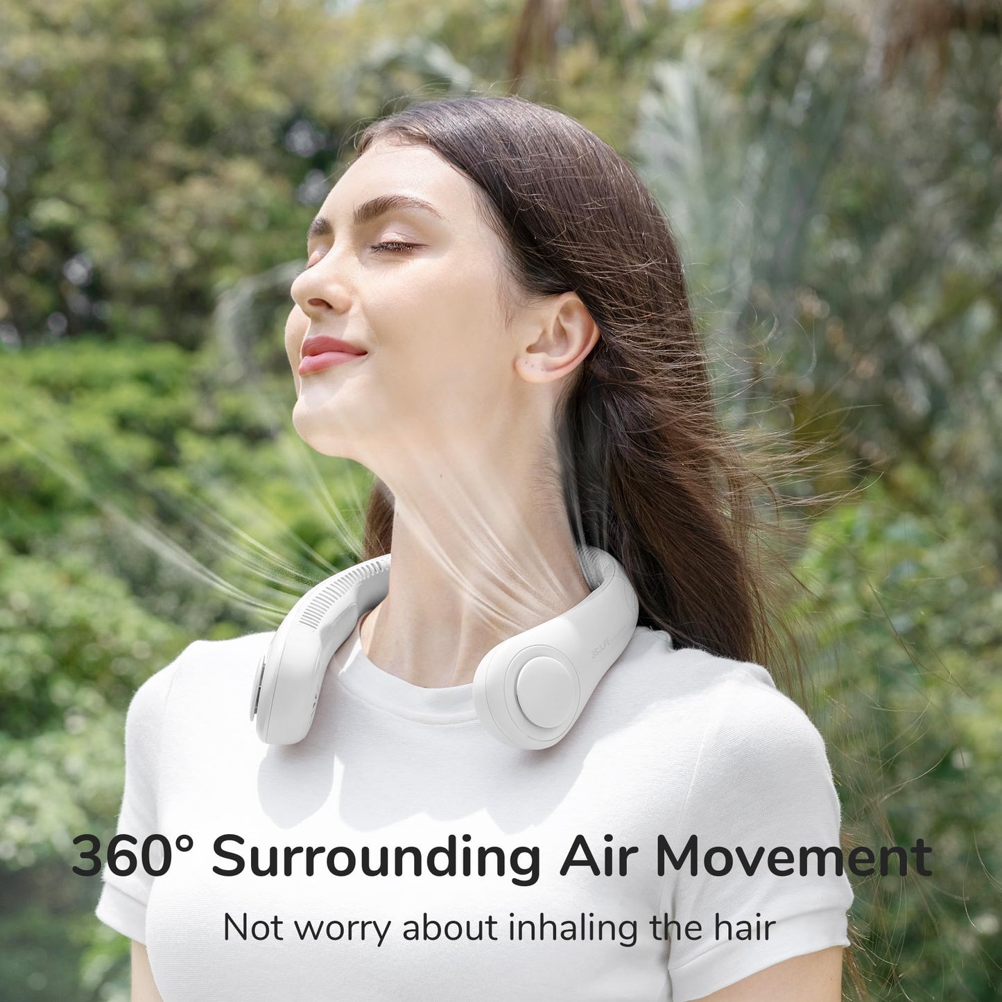JISULIFE Portable Neck Fan Life 3, 4000 mAh Battery - Light Grey - Deccan Retail