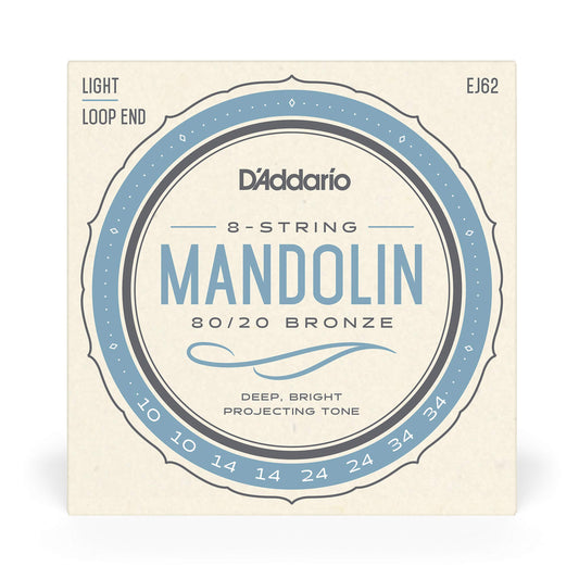 D'Addario EJ62 80/20 Bronze Mandolin Strings Light 10-34 - Deccan Retail