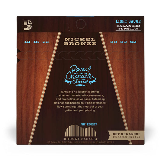 D'Addario Nickel Bronze Balanced Tension Acoustic Guitar Strings – Light - Deccan Retail