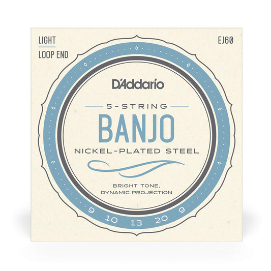 D'Addario EJ60 Nickel 5-String Banjo Strings Light 9-20 - Deccan Retail