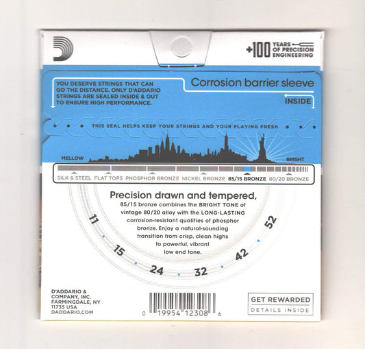 D'Addario EZ910 Acoustic Guitar Strings 85/15 Bronze Extra Light Pack of 2 - Deccan Retail