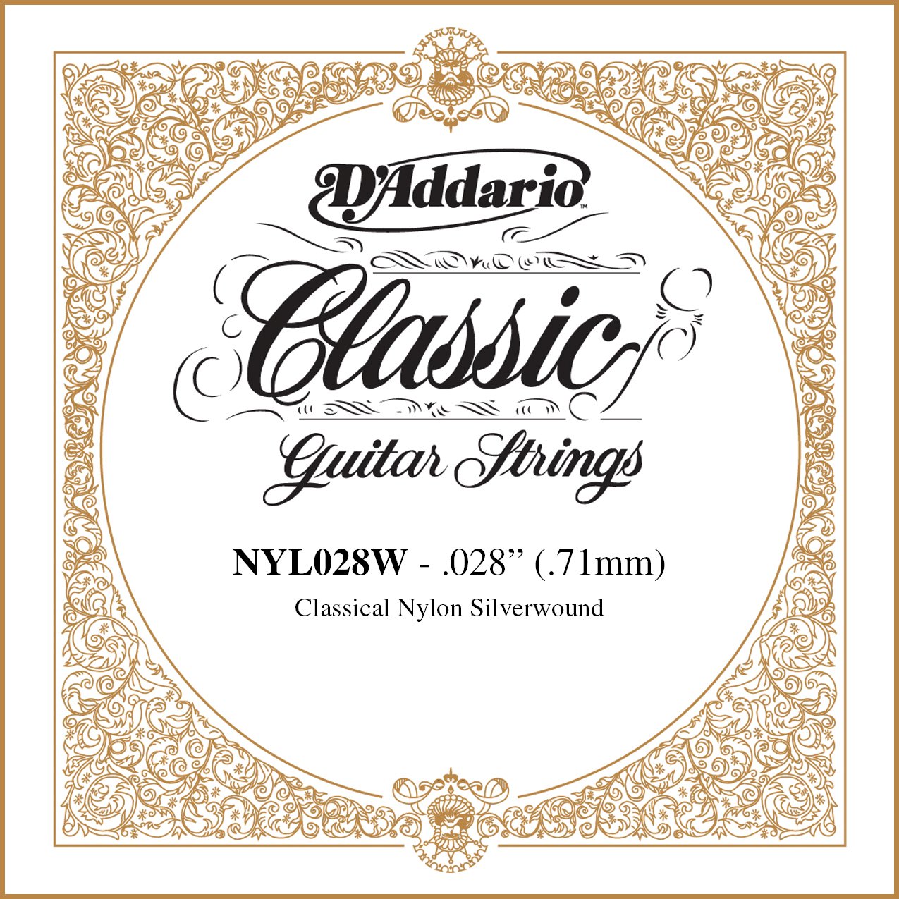D'Addario Silver-Plated Copper Classical Single String .028 (NYL028W) - Deccan Retail
