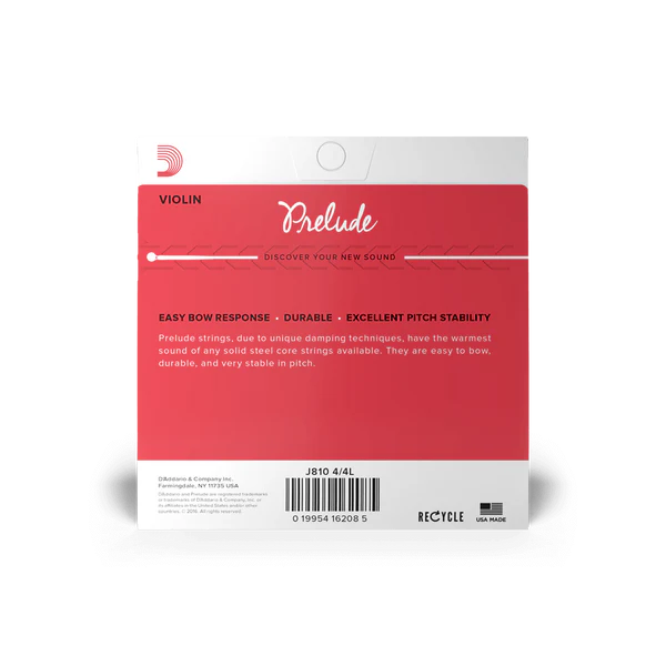 D'Addario Prelude Violin String Set 4/4 Scale Light Tension (J810 4/4L) - Deccan Retail
