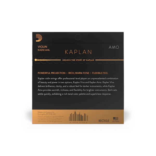 D'Addario Kaplan Amo Violin String Set 4/4 Scale Light Tension (KA310 4/4L) - Deccan Retail