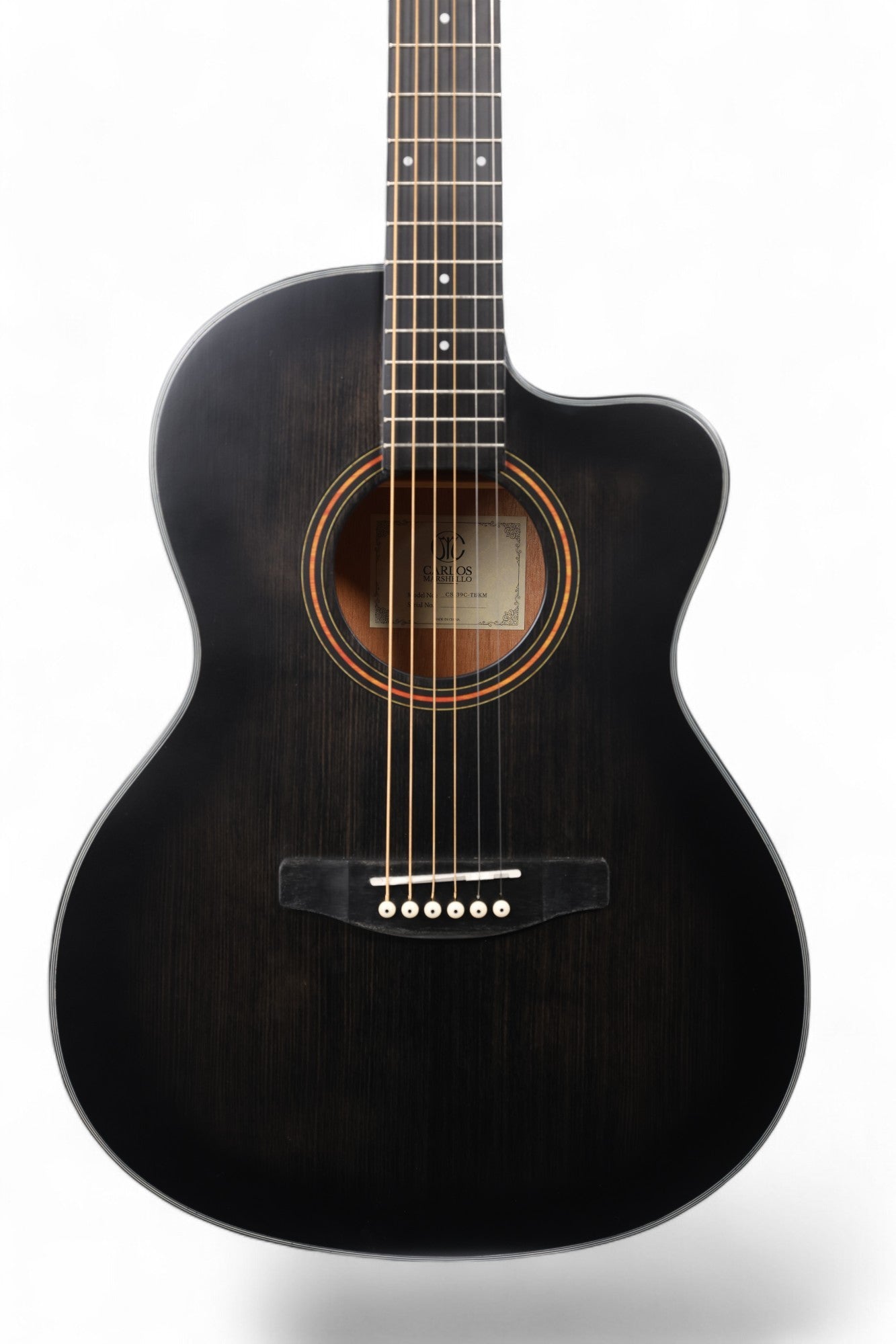 Carlos Marshello CS39C 39" Cutaway Acoustic Guitar - Transparent Black Burst - Deccan Retail