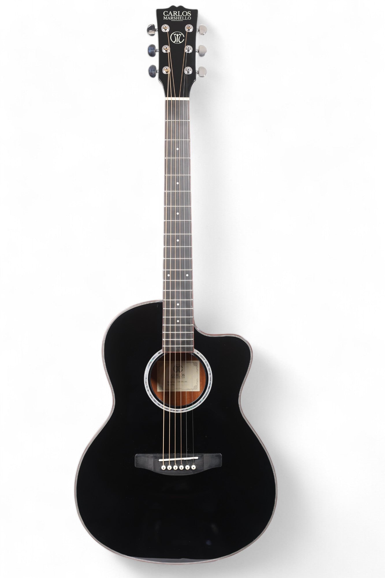 Carlos Marshello CM39C 39" Cutaway Acoustic Guitar - Black - Deccan Retail