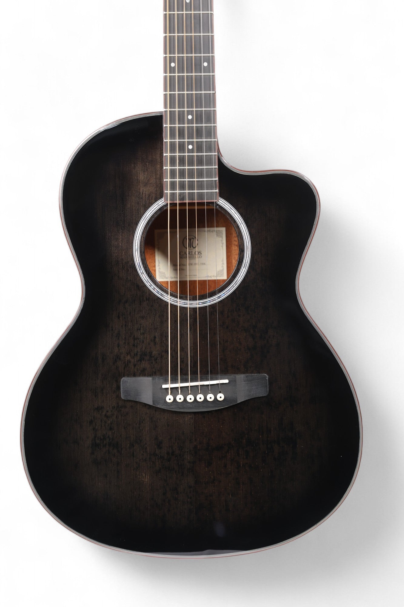 Carlos Marshello CM39C 39" Cutaway Acoustic Guitar - Transparent Black Burst - Deccan Retail