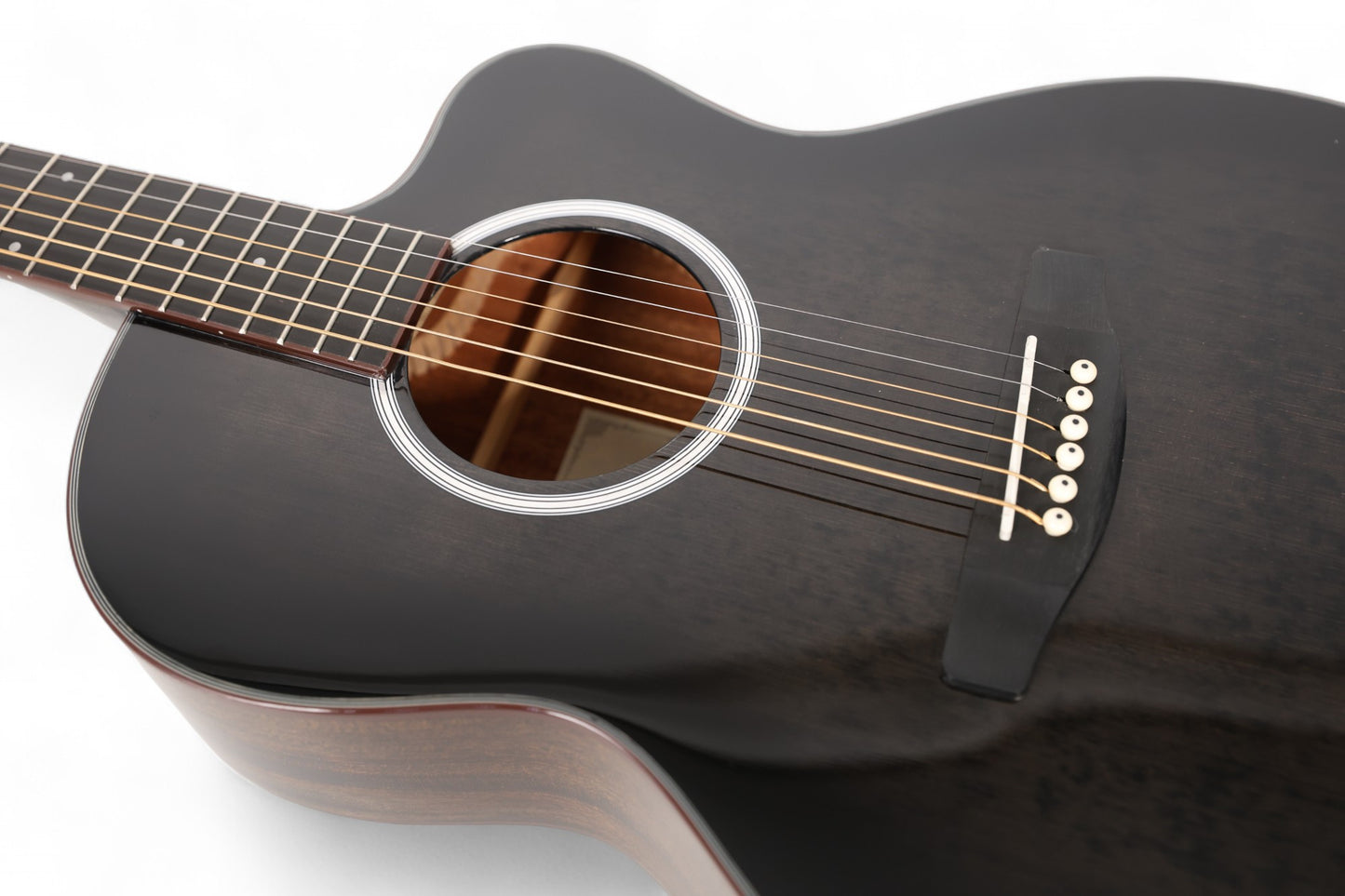 Carlos Marshello CM39C 39" Cutaway Acoustic Guitar - Transparent Black Burst - Deccan Retail