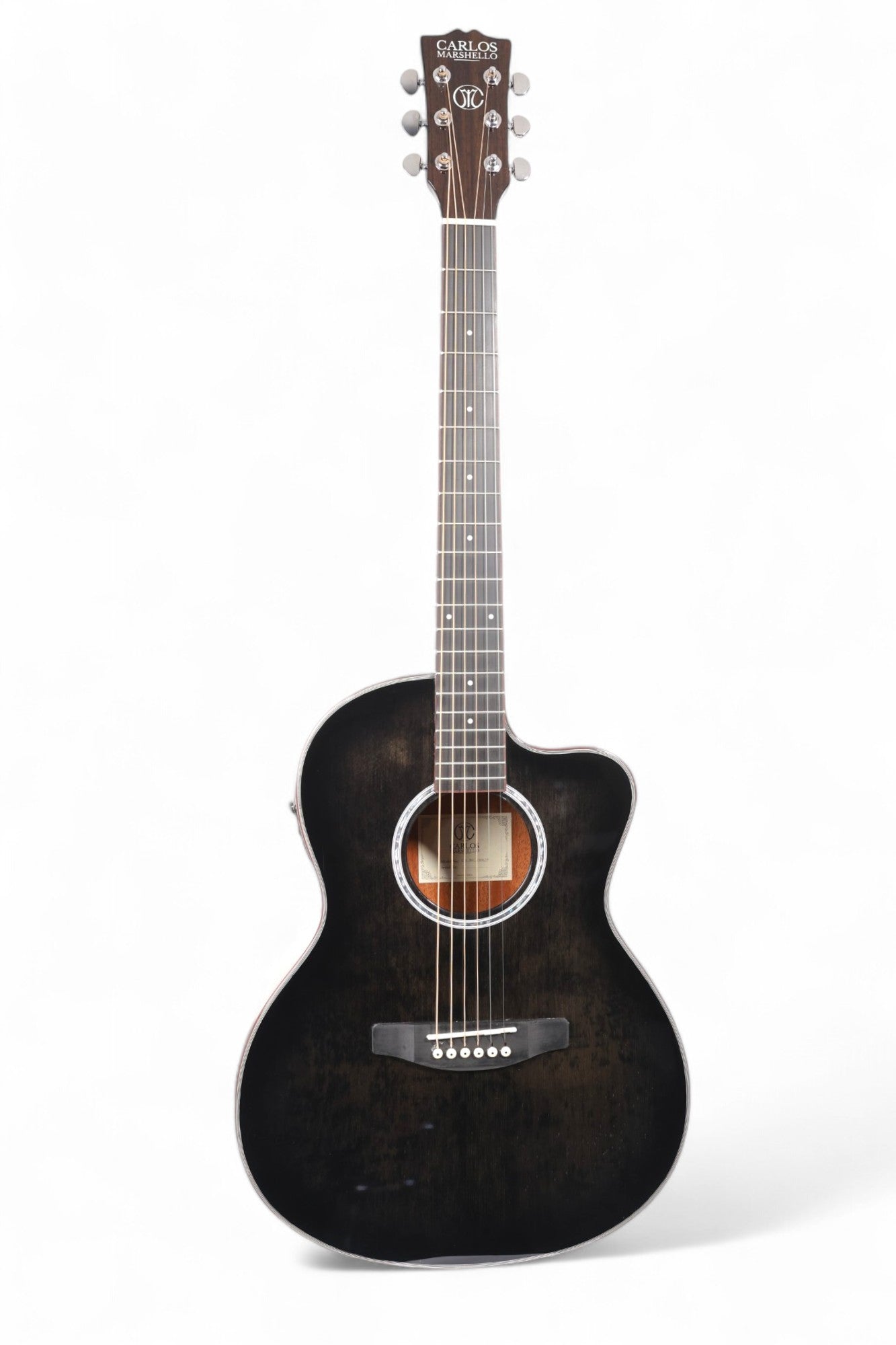 Carlos Marshello CM39C/P 39" Semi Acoustic Guitar - Transparent Black Burst - Deccan Retail