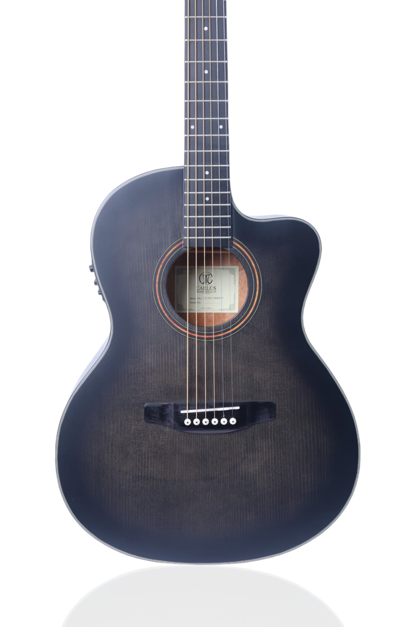 Carlos Marshello CS39C/P 39" Semi Acoustic Guitar - Transparent Black Burst - Deccan Retail