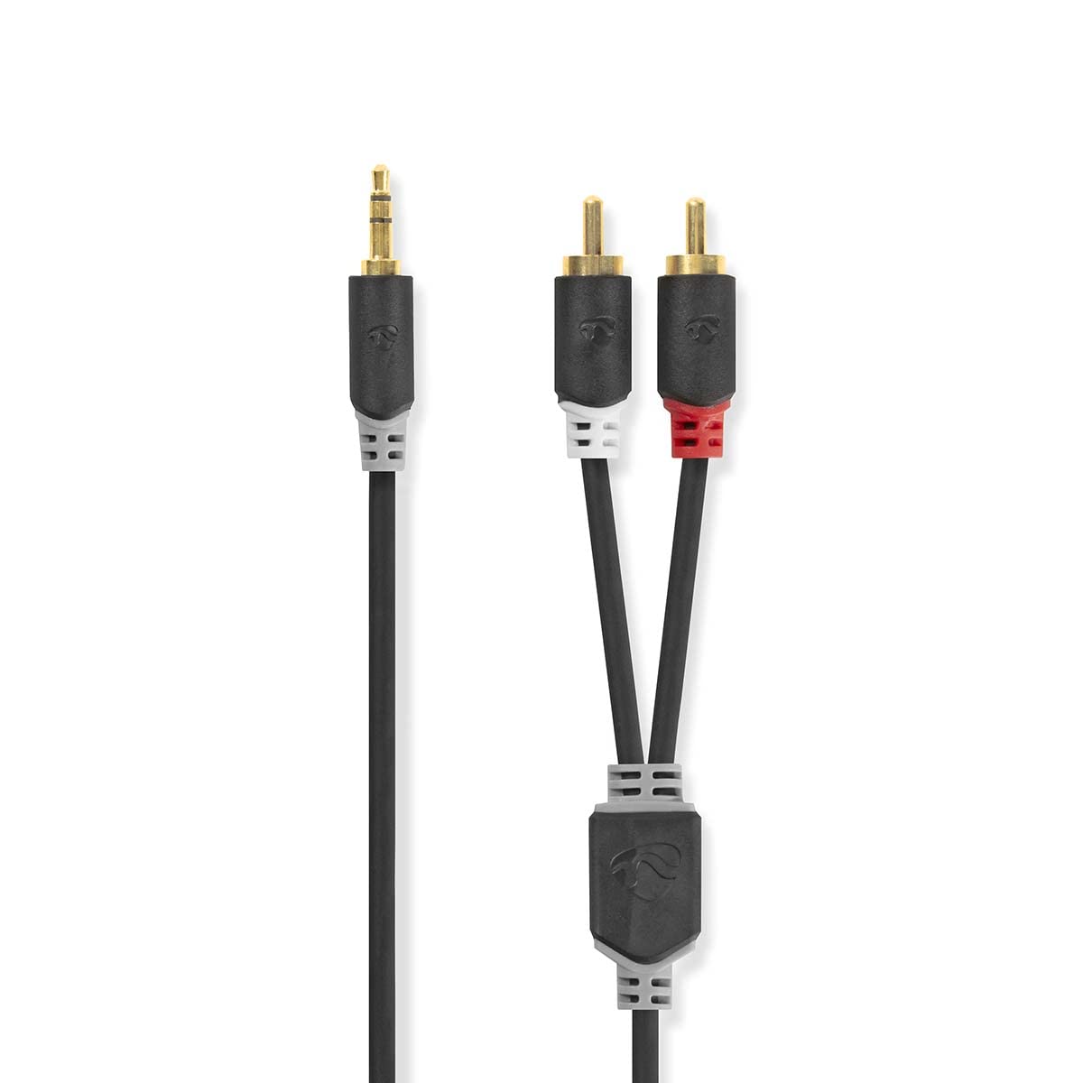 NEDIS Stereo Audio Cable Stereo Audio Cable 3.5 mm Male 2 x RCA Male Gold Plated 1.00 m Round Anthracite Window Box 2.00 m 2.00 m