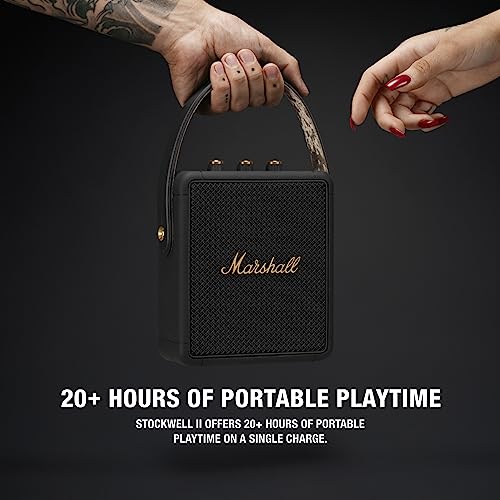 Marshall Stockwell II Portable Bluetooth Speaker – Black & Brass - Deccan Retail