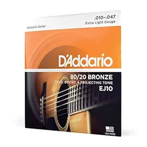 D'Addario EJ10 80/20 Bronze Acoustic Guitar Strings – Extra Light - Deccan Retail