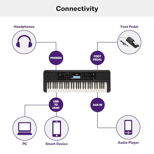 Yamaha PSR-E383 Portable Keyboard – 61 Keys with Touch Sensitivity & Adapter - Deccan Retail
