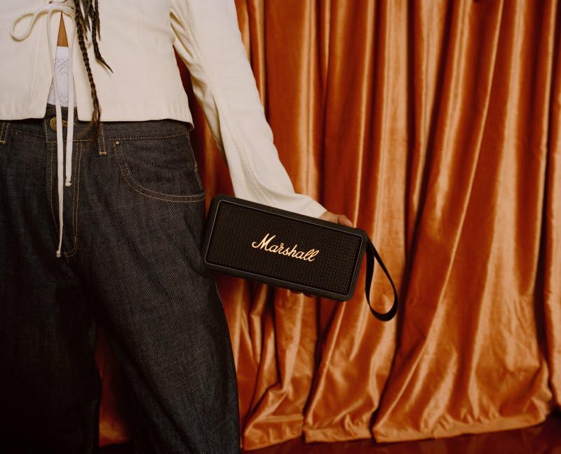 Marshall Middleton Portable Bluetooth Speaker – Black & Brass - Deccan Retail