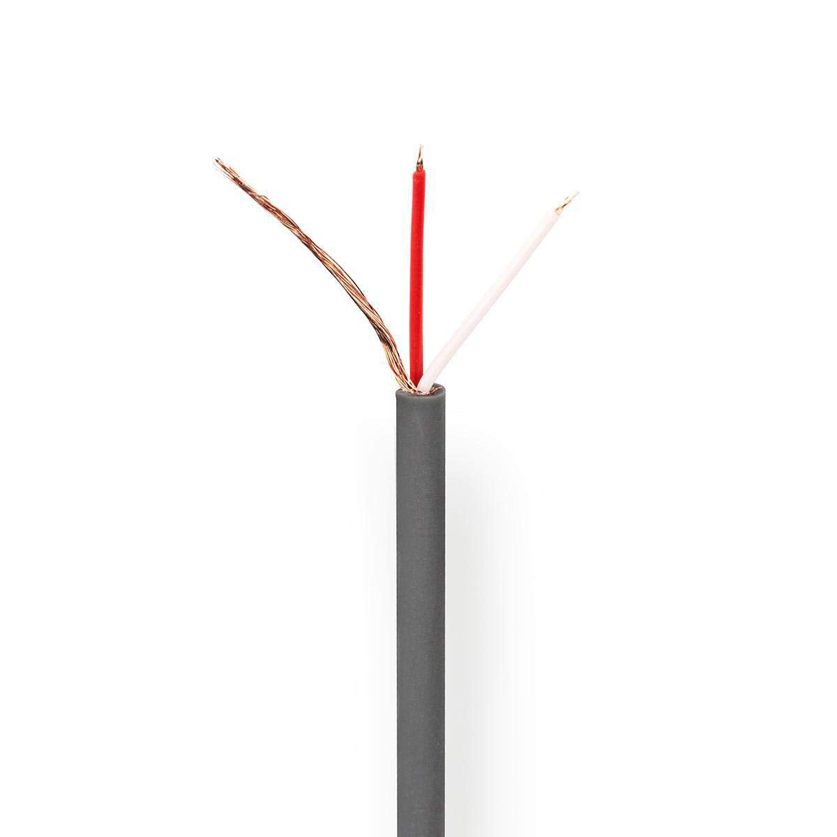 Nedis - Microphone cable - 2x 0.23 mm² - 100 m - round - roll - copper - PVC - dark grey