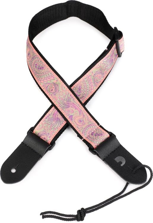 D'Addario Jacquard Ukulele Strap – Paisley Pink/Green - Deccan Retail