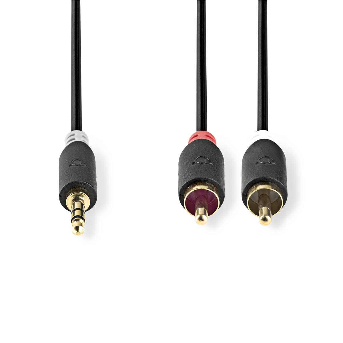 NEDIS Stereo Audio Cable Stereo Audio Cable 3.5 mm Male 2 x RCA Male Gold Plated 1.00 m Round Anthracite Window Box 2.00 m 2.00 m