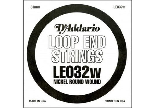 D'Addario Nickel Wound Loop End Single String .032 (LE032W) - Deccan Retail