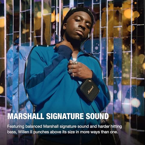 Marshall Willen II Portable Bluetooth Speaker – Black & Brass - Deccan Retail