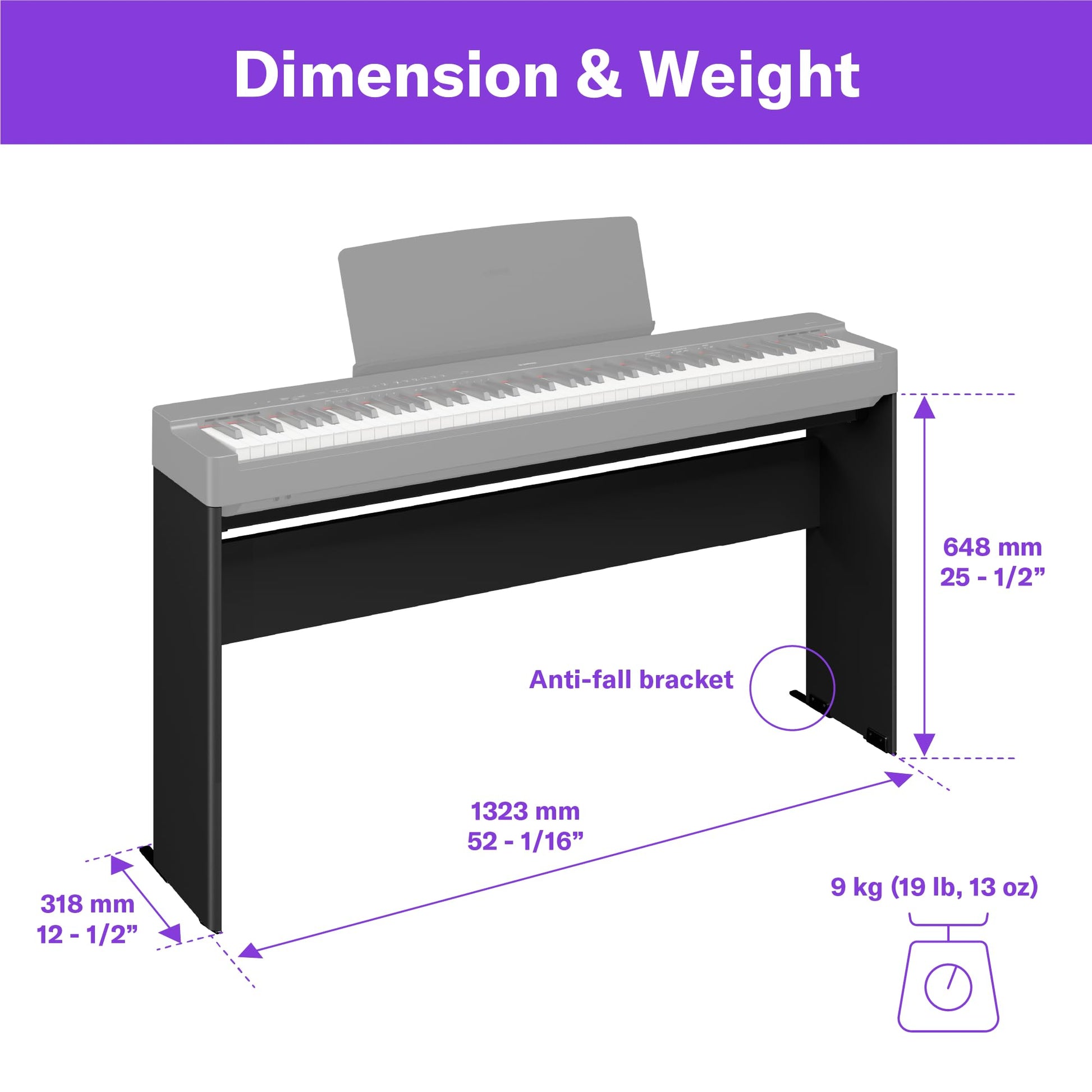 Yamaha L200B Furniture Stand for P225B Digital Piano – Black - Deccan Retail