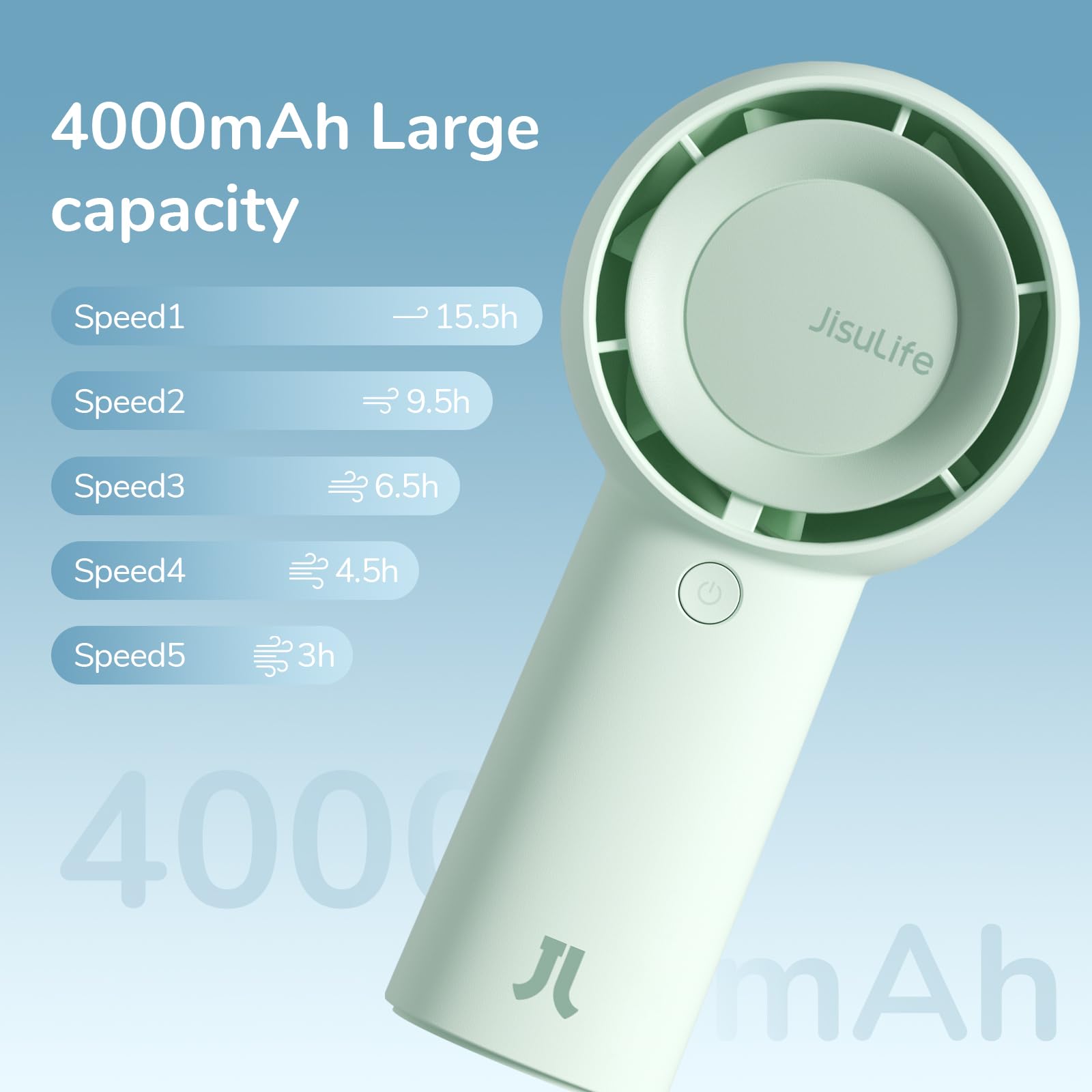 JISULIFE Life5 Plus Handheld Turbo Fan 4000mAh  - Green - Deccan Retail