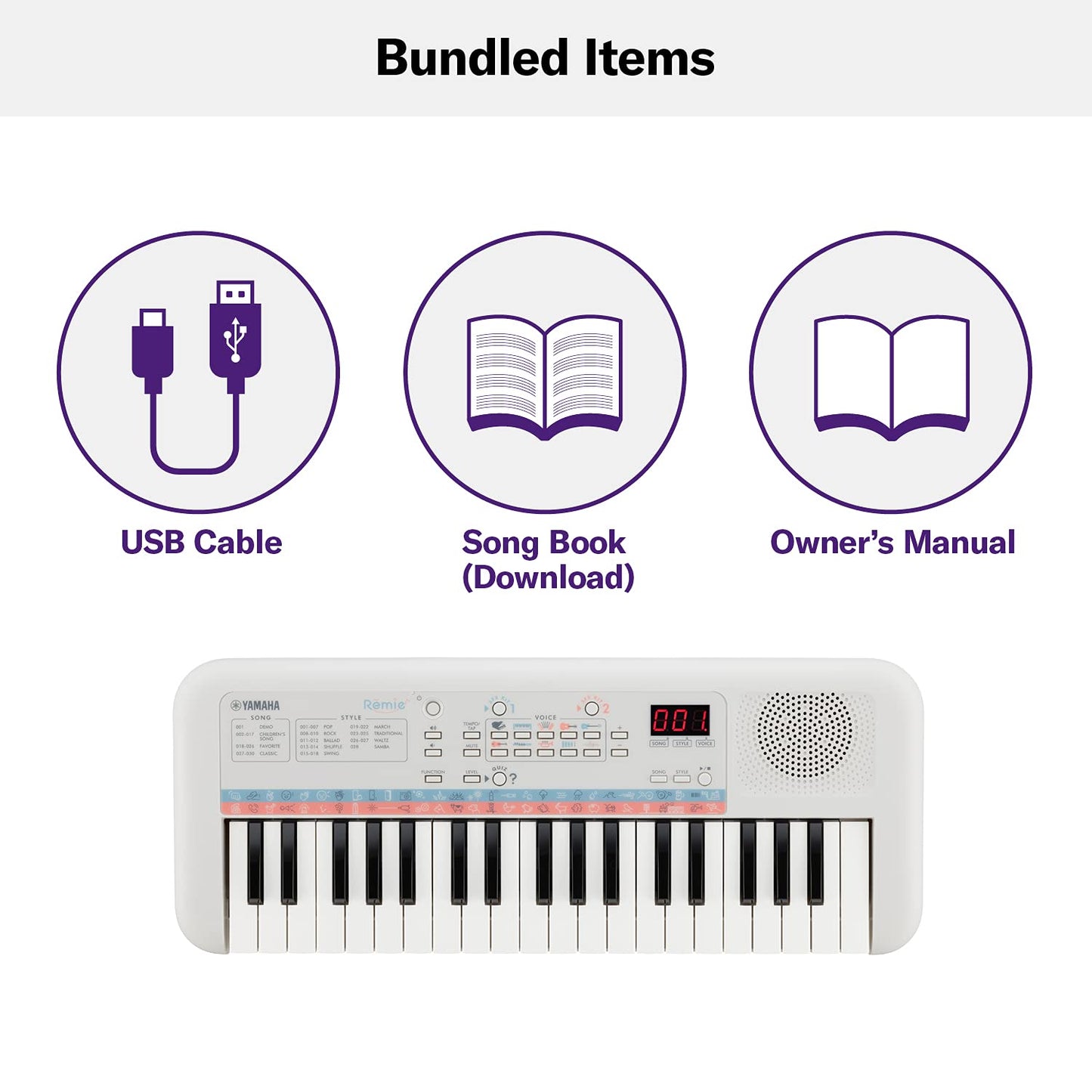 Yamaha PSS-E30 Remie 37-Key Portable Mini Keyboard – White