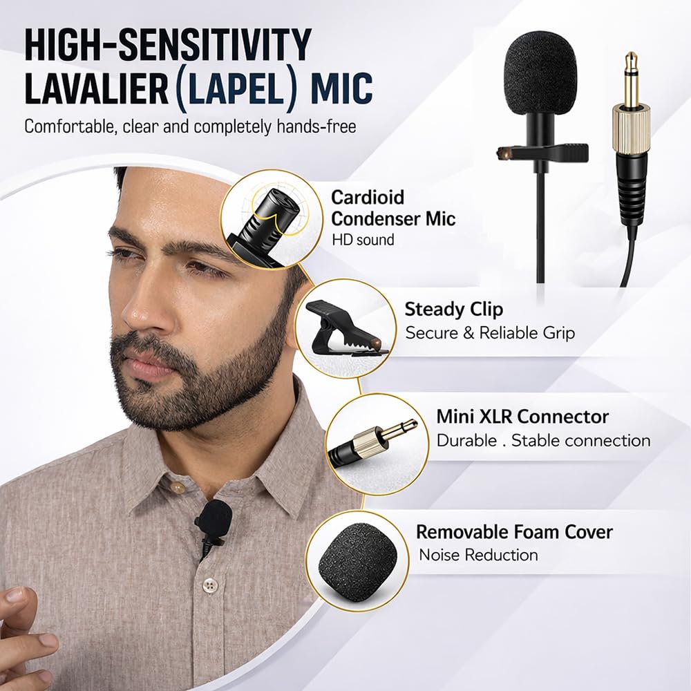 CLAW CW-SR50L Professional UHF Wireless Lavalier & Head Microphone System - Deccan Retail