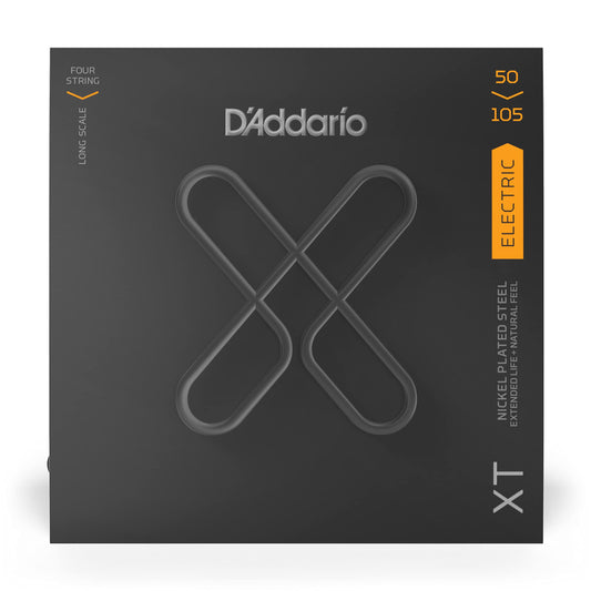 D'Addario Bass Guitar Strings, XT Coated Electric, XTB50105, Medium 50-105, 4-String Set, Pack of 1