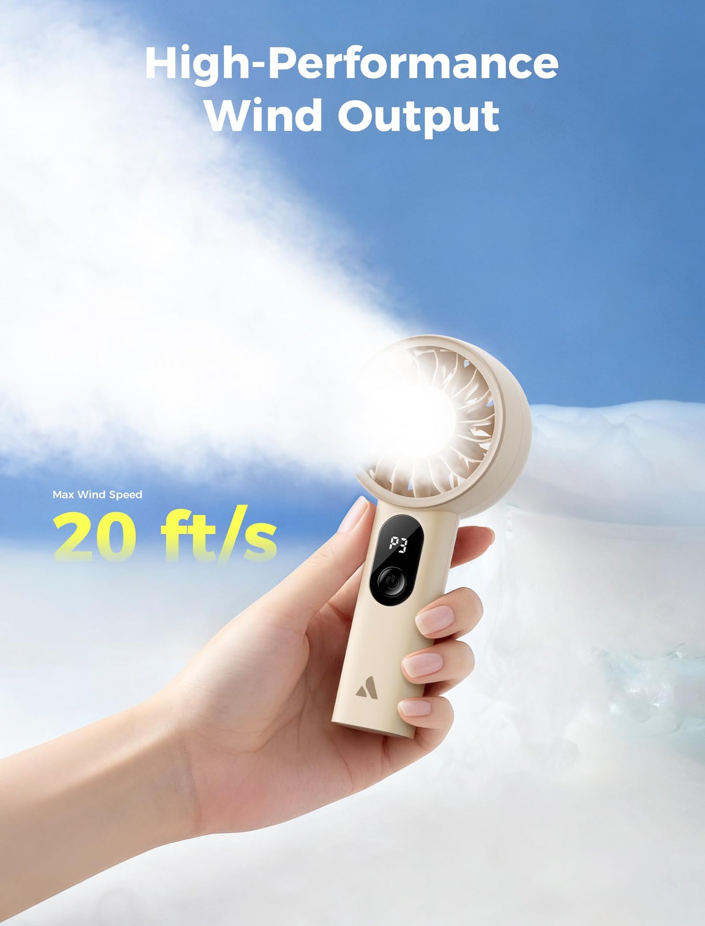 Aecooly Halo-03 2000mAh Portable Handheld Fan - Beige - Deccan Retail