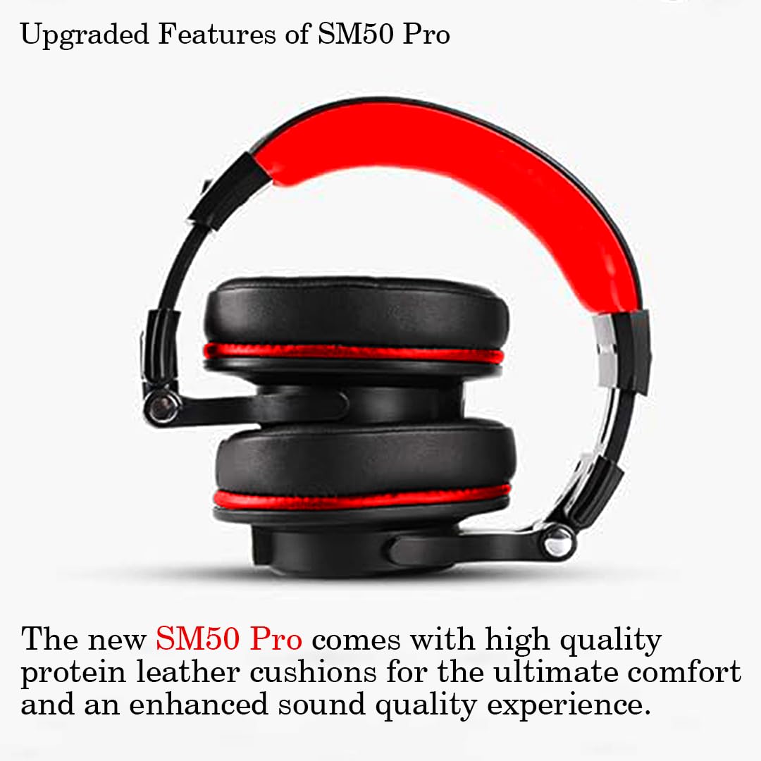 CLAW SM50 PRO Professional Studio Monitoring DJ Headphones - Black & Red