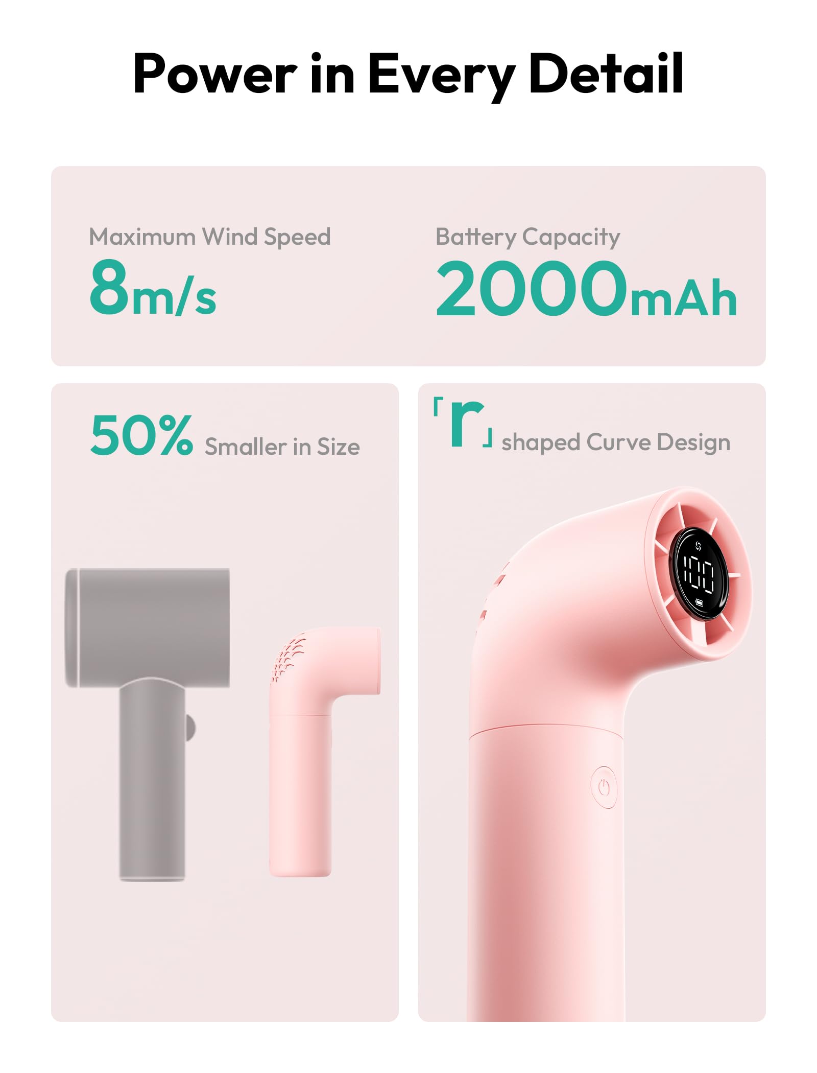 Aecooly Aero Portable Handheld Turbo Fan - Pink - Deccan Retail