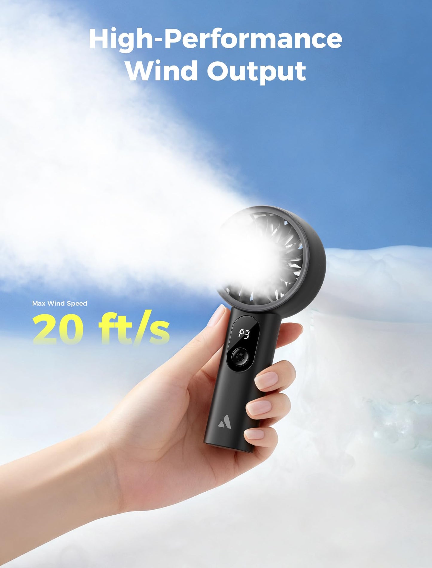Aecooly Halo-03 2000mAh Portable Handheld Fan - Black - Deccan Retail