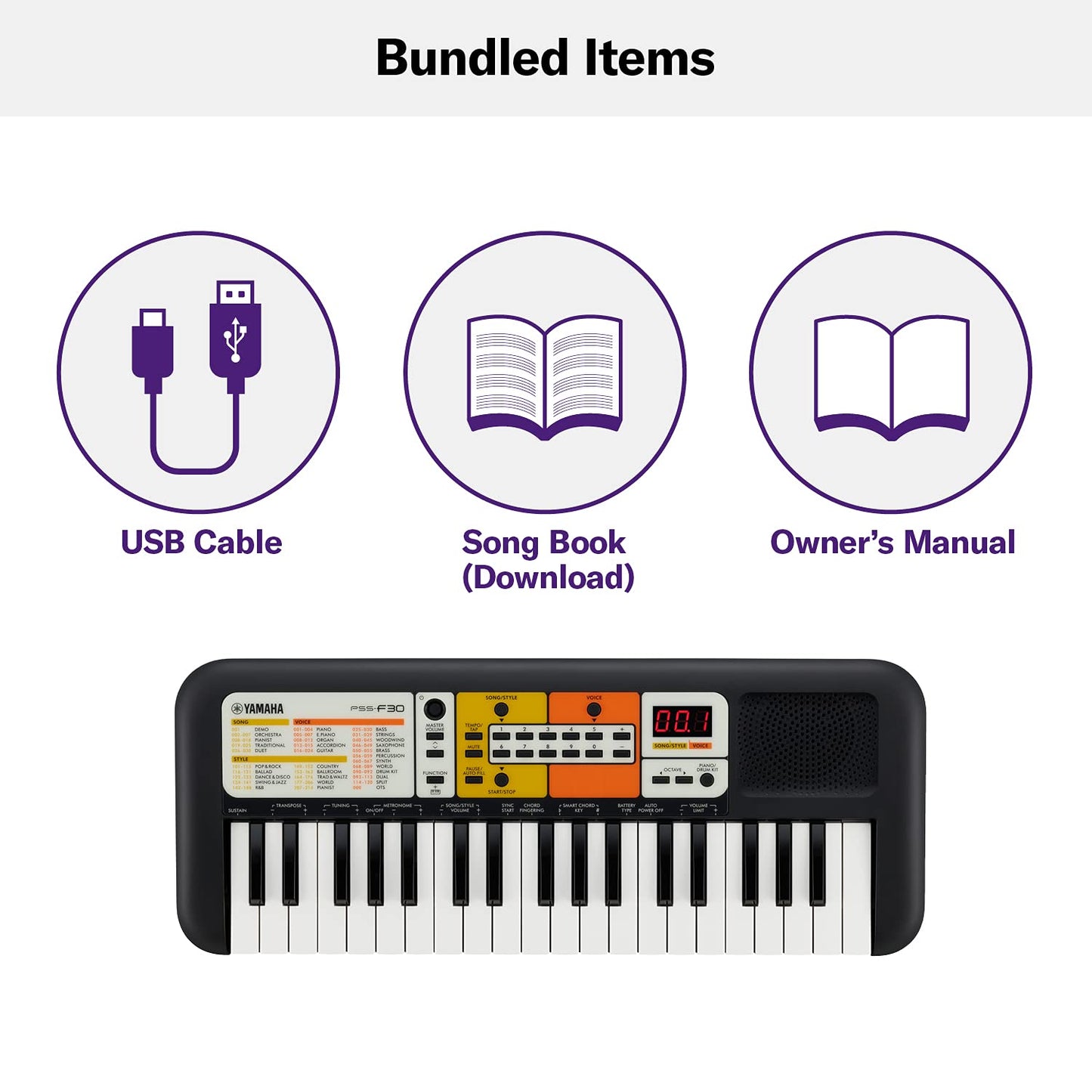 Yamaha PSS-F30 Portable Mini Keyboard – 37 Keys - Black - Deccan Retail